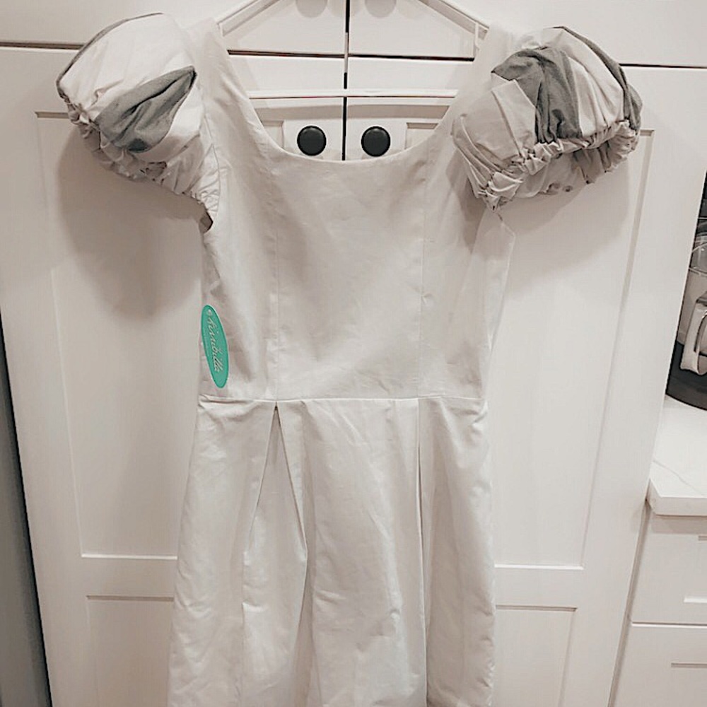 Vintage Kirribilla Light Gray Dress w/ puff sleeve